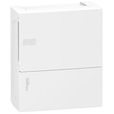 Schneider RESI9 MP Kiselosztó, teli ajtó, falon kívüli, 1x8 modul, PEN sín, fehér