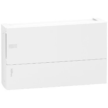 Schneider RESI9 MP Kiselosztó, teli ajtó, falon kívüli, 1x18 modul, PEN sín, komplett, fehér