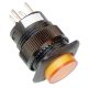 Mini jelzőlámpás nyomógomb, sárga 1×NO, 110V AC/DC 16mm