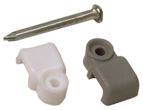 Telefonkábelrögzítő bilincs, szeggel, fehér, (20db) 2,5×4,5mm