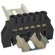Szigetelt földelősín (N/PE), fekete 230/400VAC, 63A, 6×9mm, 6P, IP20