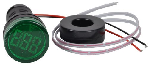 Árammérő, LED jelzőfény, zöld 1-100A, Um=230VAC, d=22mm