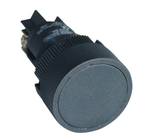 Nyomógomb, műanyag testű, fekete 1×CO, 0,4A/400V AC, IP42, d=22mm