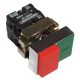 Kettős BE-KI nyomógomb, fémalap, zöld+piros kiálló 1×NC+1×NO, 3A/400V AC, IP42