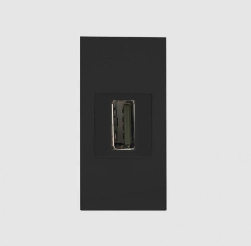 USB beköthető aljzat beépíthető fekete 2.0
