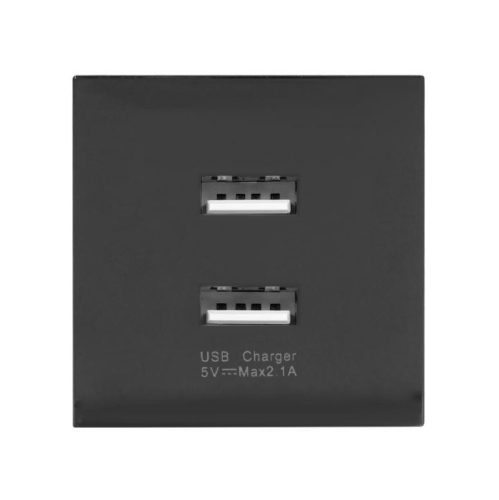 USB töltőaljzat beépíthető fekete 2,1A