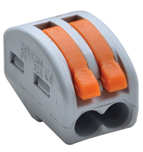 Csavar nélküli vezetékösszekötő, nyitható 0,75-4mm2, 32A, 400VAC 2P