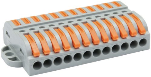 Csavar nélküli vezetékösszekötő, toldó, nyitható 0,5-4mm2, 32A, 400VAC 12P