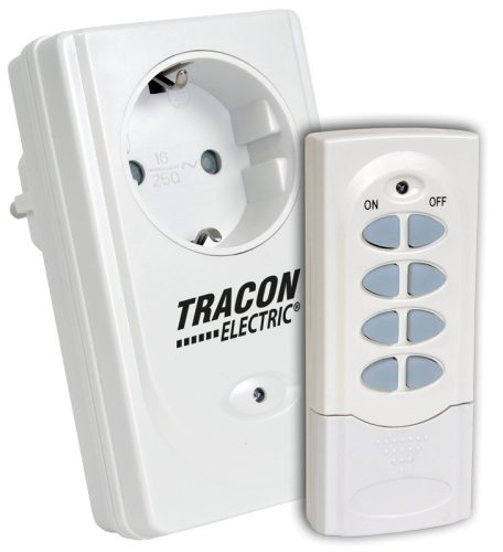 Távkapcsolós csatlakozóaljzat, 1 aljzat, 1 távírányító 230VAC, 50Hz, 3600W, IP20, 433,92MHz