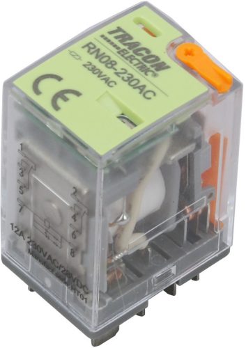 Miniatűr teljesítményrelé tesztgombbal és állapotjelzéssel 110V DC / 2×CO