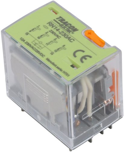 Miniatűr teljesítményrelé tesztgombbal és állapotjelzéssel 110V DC / 4×CO