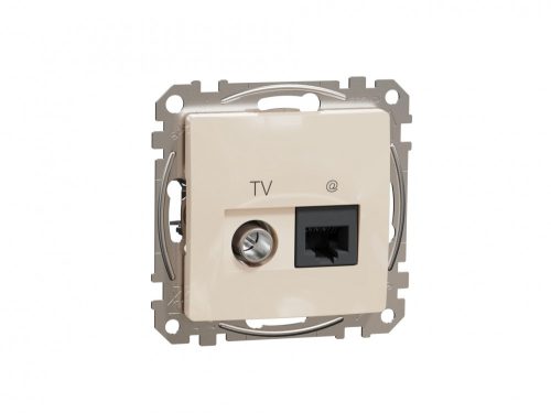 ÚJ SEDNA TV/RJ45 Cat6 UTP kombinált aljzat, bézs