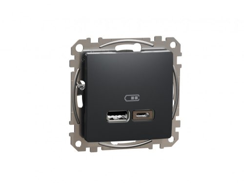 ÚJ SEDNA Dupla USB töltő, A+C, 2.4A, antracit
