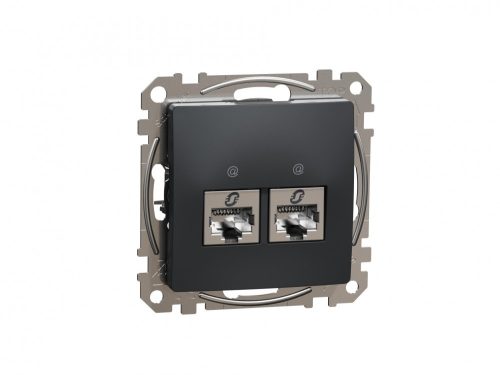 ÚJ SEDNA 2xRJ45 Cat6 STP aljzat, antracit