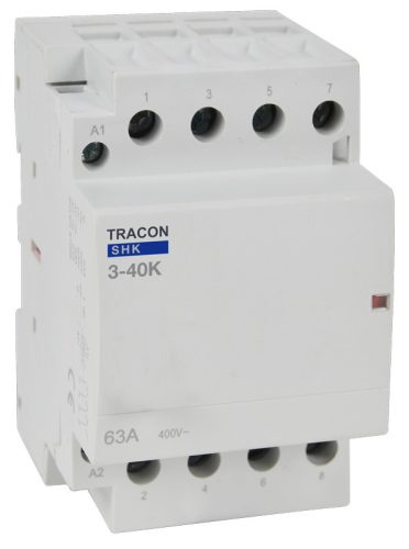 Installációs kontaktor 230V AC, 50Hz, 3 Mod, 3×NO, AC1/AC7a, 40A