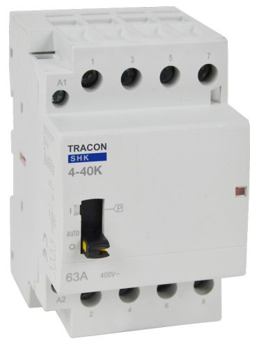 Installációs kontaktor 230V AC, 50Hz, 3 Mod, 4×NO, AC1/AC7a, 40A