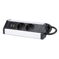 Hálózati elosztó sarokba illeszthető 2db aljzat max. 3680W, 1,5fm 3G1,5mm2 vezetékkel +2db USB aljzat