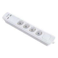 Hálózati elosztó kapcsolós 4db aljzat + 2db USB, 3m
