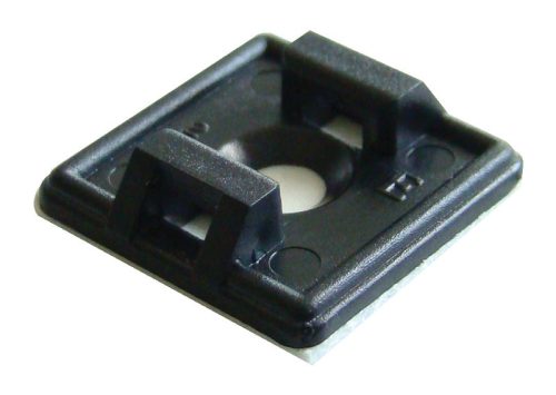 Öntapadós/csavarozható, 2oldalt fűzhető kötegelő talp 18,7×18,7mm,fekete