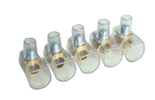Csavaros csatlakozó, átlátszó házzal, 10 tagú, 1 csavar 10×4mm2, 450VAC