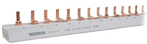Soroló sín - csapos kivitelű max.63A, 230/400VAC, 4P, 56modul