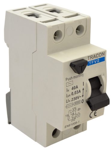 Áram-védőkapcsoló, 2 pólusú 16A, 300mA, 6kA, AC