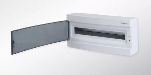 SÜLLYESZTETT KISELOSZTÓ DOBOZ, C SOROZAT, 24 MODULOS, ÁTLÁTSZÓ AJTÓ, 1SOROS,500X255X106 MM, IP40