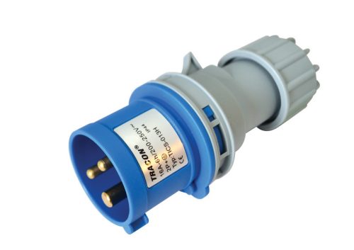Ipari csatlakozó dugó, külső tömítőszelencével 16A, 250V, 2P+E, 6h, IP44