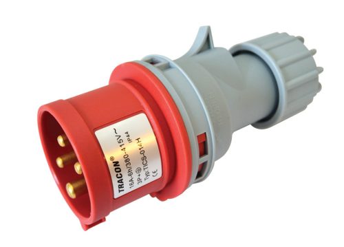 Ipari csatlakozó dugó, külső tömítőszelencével 16A, 400V, 3P+E, 6h, IP44