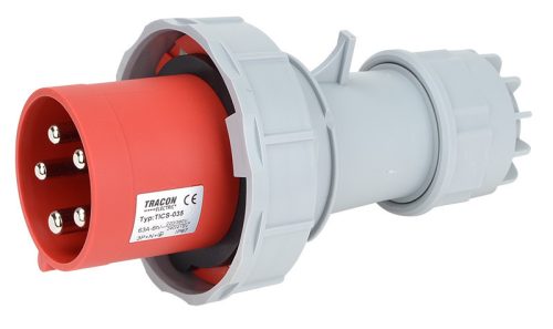 Ipari csatlakozó dugó, fokozott védelemmel 63A, 400V, 3P+N+E, 6h, IP67