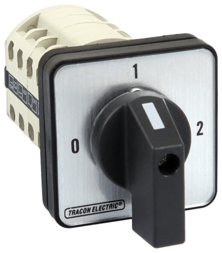 Választókapcsoló, 0-1-2 400V, 50Hz, 20A, 2×4P, 5,5kW, 48×48mm, 90°