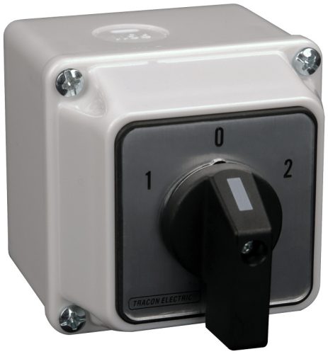 Tokozott közvetlen irányváltó motorkapcsoló, 1-0-2 400V, 50Hz, 20A, 5,5kW, 48×48mm, IP65