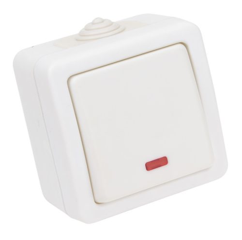 Falon kívüli váltókapcsoló, jelzőfénnyel 10AX/250VAC, IP54,(106)