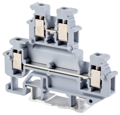 Emeletes ipari sorozatkapocs,csavaros, sínre, szürke 500V 24A 0.2-4 mm2
