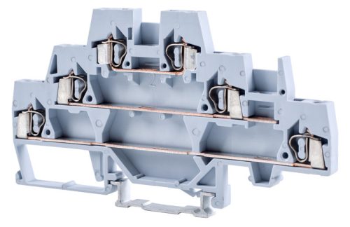 Emeletes ipari sorozatkapocs,rugós, sínre, szürke 500V 20A 0.08-2.5 mm2 6P