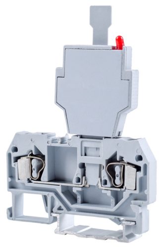 Biztosítékos ipari sorozatkapocs, rugós, sínre, szürke 250V 6.3A 0.08-4 mm2 2P