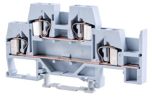 Emeletes ipari sorozatkapocs,rugós, sínre, szürke 500V 26A 0.08-4 mm2 4P