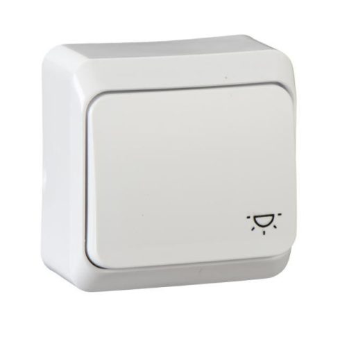 Schneider Electric PRIMA Egypólusú nyomó, lámpajellel, 10A, fehér
